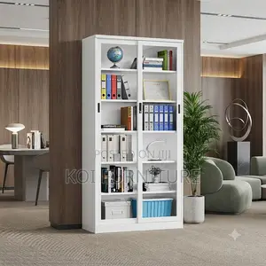 Office Cabinet; Steel Filing Cabinet Lockable With 2 Glass Door