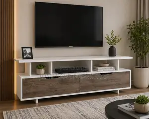 Waylon Modern TV Stand – White Walnut Wooden Entertainment Unit