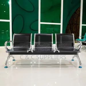 Black Metallic 3-Seater Waiting Bench