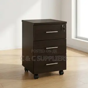 3-Drawers Mobile Wooden Pedestal Cabinet