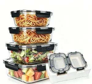 4 PCs Set Crystal-Clear, Odor-Resistant Glass Containers