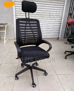 Ergonomic Secretarial Mesh Office Chair With Adjustable Headrest