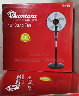 Ramtons Standing Fan 16 Inches,Sleek Black Design for Every Space