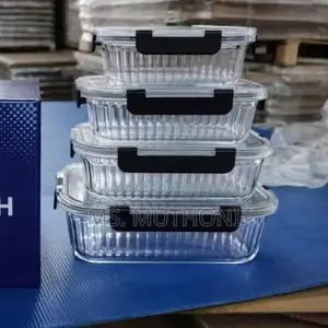 Fluted, 4-Piece Clear Glass Food Storage Container Set