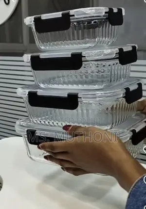 Fluted, 4-Piece Clear Glass Food Storage Container Set