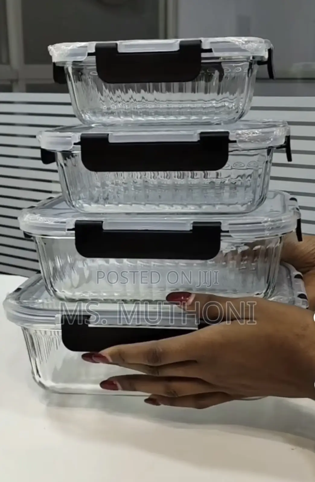 Fluted, 4-Piece Clear Glass Food Storage Container Set