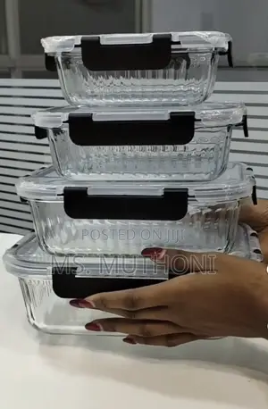Fluted, 4-Piece Clear Glass Food Storage Container Set