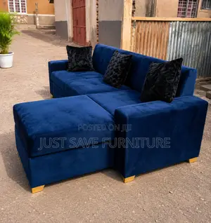 Navy Blue L-Shaped Sofa – 5 Seater