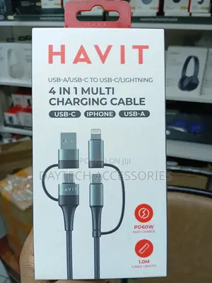 Havit CB6244 4-in-1 Multi Charging Cable With a Braided Exterior.