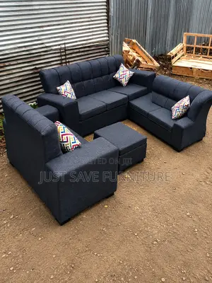 Modern Charcoal Fabric Sofa Set (3-2-2)