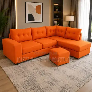 Orange 6-Seater L-Shaped Sectional Sofa