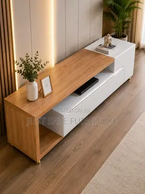 Modern Wooden White TV Stand – Minimalist Entertainment Unit