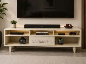 White TV Stand With Storage Cabinet – Minimalist Entertainment Unit
