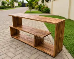 Modern Wooden TV Stand With Open Storage Shelves