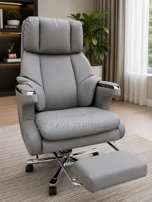 Executive Office Chair With Footrest–Ergonomic High Back Leather Chair