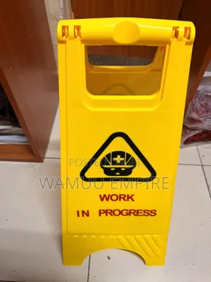 Yellow Foldable a-Frame Safety Sign "WORK IN PROGRESS