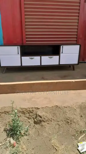Modern Wooden TV Stand – Black White Finish