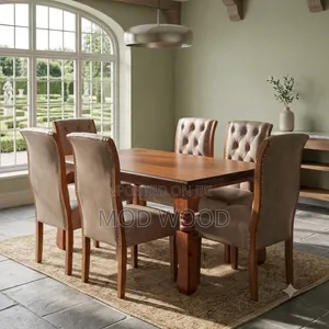 Modern Six-Seater Upholstered Dining Set Collection