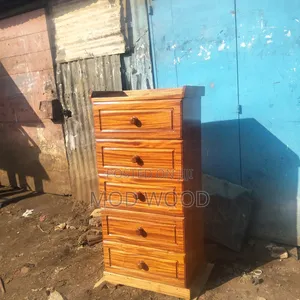 Modern Five-Drawer Wood Chest Cabinet