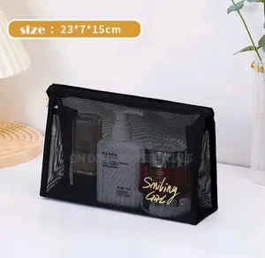 5pcs Travel Black Mesh Cosmetic Bags