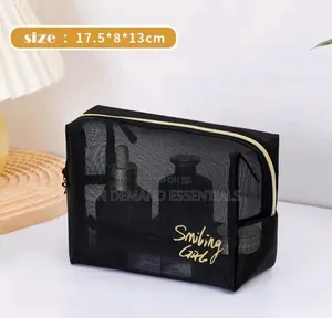 5pcs Travel Black Mesh Cosmetic Bags