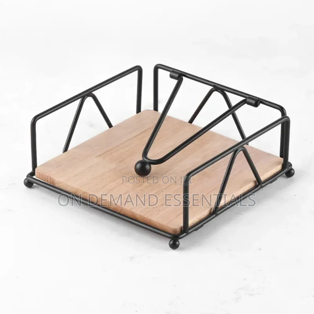 Napkin/ Serviette Holder With Bamboo Wood Base