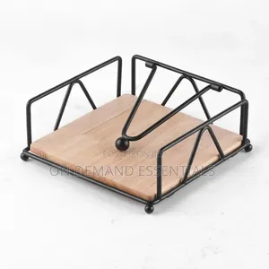 Napkin/ Serviette Holder With Bamboo Wood Base