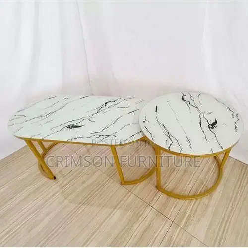 Glass Top With Marble Effect 2 in 1 Nesting Coffee Table