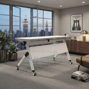 Office Table; Foldable White Conference Convenience Meeting