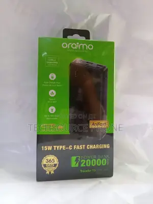 20000mAh Fast Charging Oraimo Power Bank-Black With Free Type C Cable