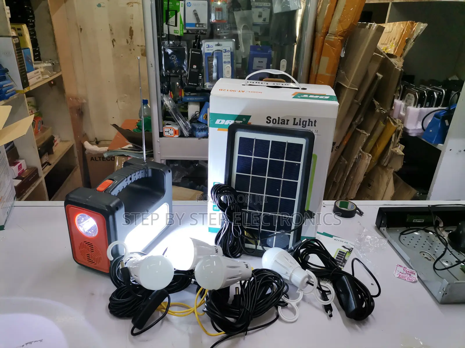 Dat at-9011b Solar Lighting Kit With Fm Radio USB Charging and Torch