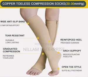 Long Zipper Compression Socks Open Toe*