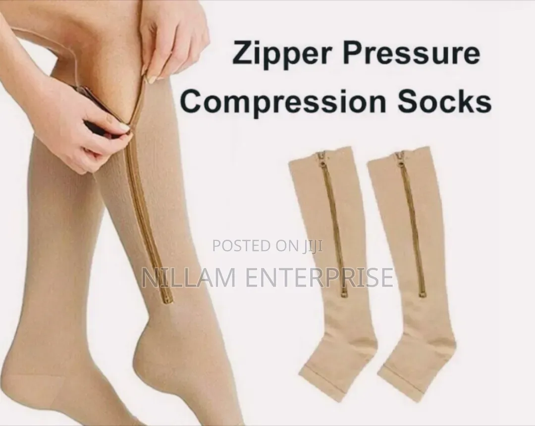 Long Zipper Compression Socks Open Toe*