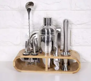 ultimate 12-Piece Cocktail Kit Complete With a Bamboo Display Stand