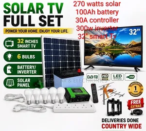 270W Solar - 100Ah Battery - 30A Controller - 32" Smart TV - Inverter