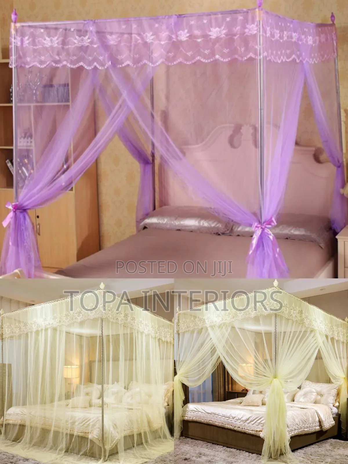Fine Mesh Bed Cover Classic Mosquito Net With Four Stands