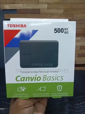 This Is a Toshiba Canvio Basics Portable Hard Drive 500GB Capacity