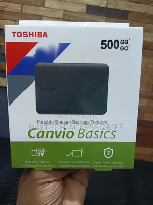 Toshiba 500gb External Hard Disk Drive in Black.