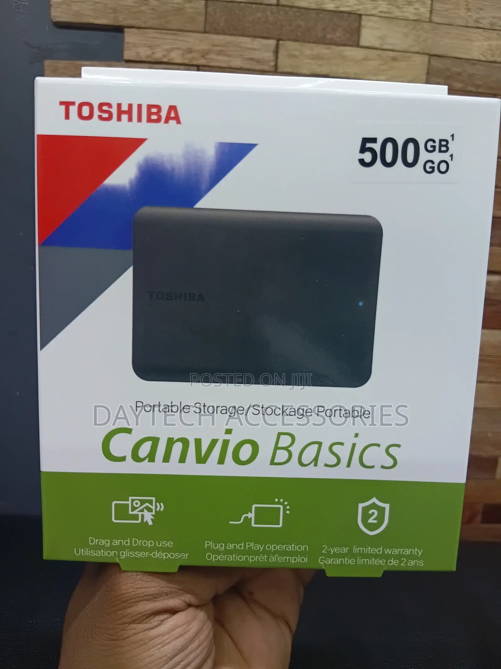 Toshiba 500gb External Hard Disk Drive in Black.