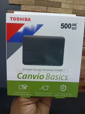 Toshiba 500gb External Hard Disk Drive in Black.