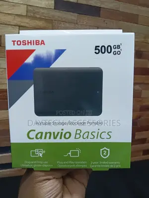 Toshiba 500gb External Hard Disk Drive in Black.