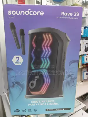 Anker Soundcore Rave 3S Party Speaker With Dual Wireless Microphones.