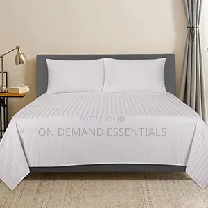 Cotton Stripped White Bedsheets