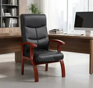 Office Chair : Wooden Arms Office Leather Chair