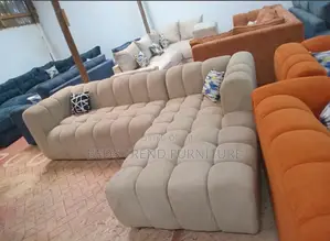 6-Seater L Seat Beige Bubble Sofa