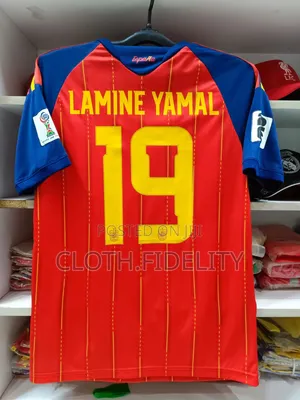 Spain Home Lamine Yamal World Cup Custom Print Jersey.