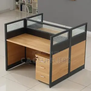 2-Way Brown Open Plan Workstation