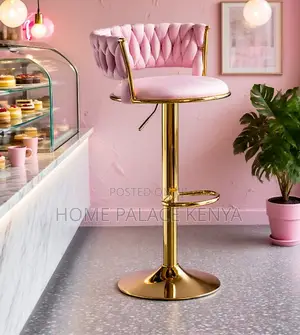 Bar Stool: Pink High Rotating Island Chair