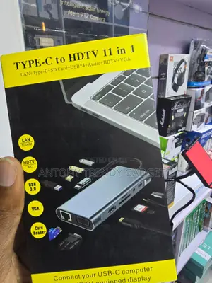 11-in-1 USB-C Hub With HDMI VGA LAN Card Reader