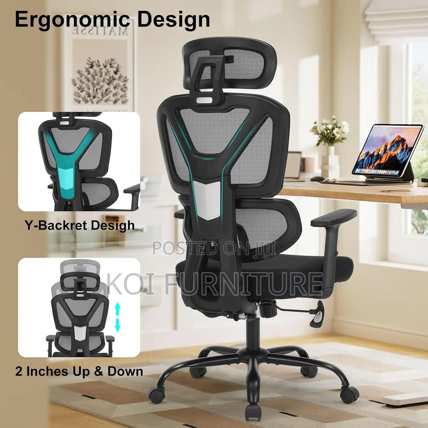 Office Chairs; High Back Mesh Executive Orthopedic Seat With Support